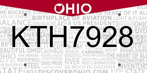 KTH7928 Ohio License Plate