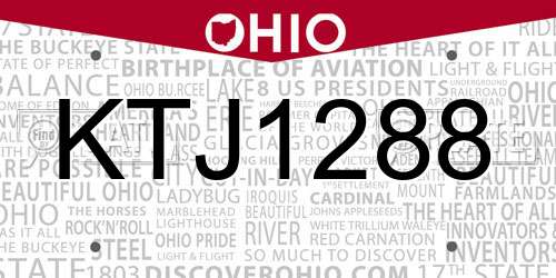 KTJ1288 Ohio License Plate