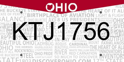KTJ1756 Ohio License Plate