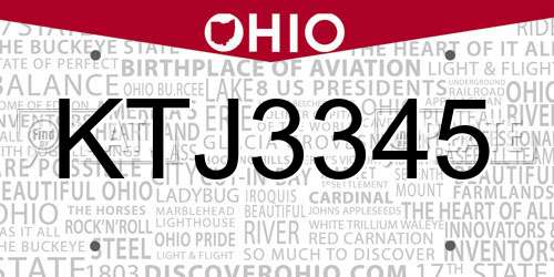 KTJ3345 Ohio License Plate