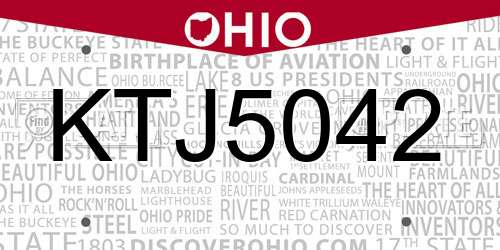 KTJ5042 Ohio License Plate