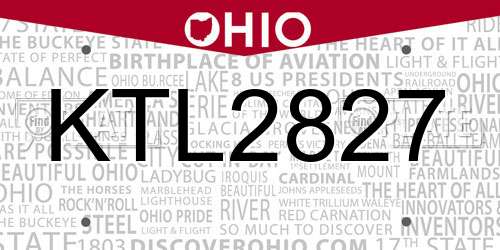 KTL2827 Ohio License Plate