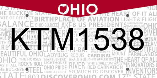 KTM1538 Ohio License Plate