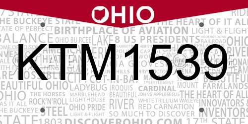 KTM1539 Ohio License Plate