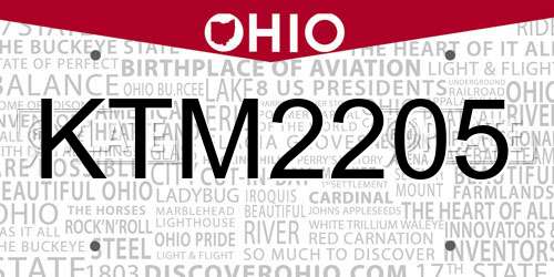 KTM2205 Ohio License Plate