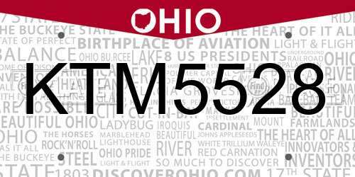 KTM5528 Ohio License Plate
