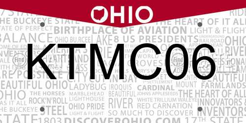 KTMC06 Ohio License Plate