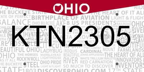 KTN2305 Ohio License Plate