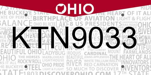KTN9033 Ohio License Plate