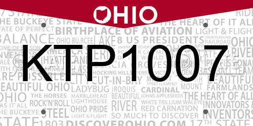 KTP1007 Ohio License Plate