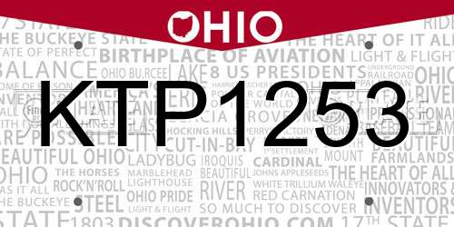 KTP1253 Ohio License Plate