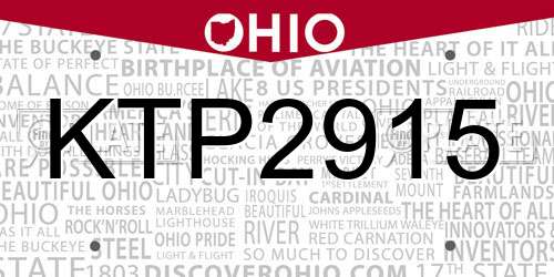 KTP2915 Ohio License Plate