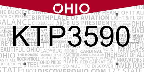 KTP3590 Ohio License Plate