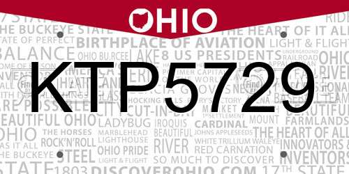 KTP5729 Ohio License Plate