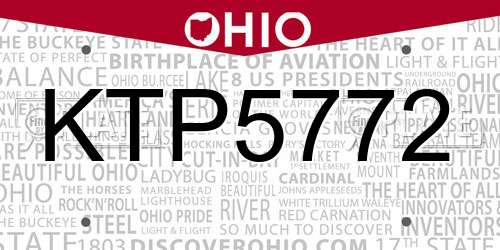 KTP5772 Ohio License Plate