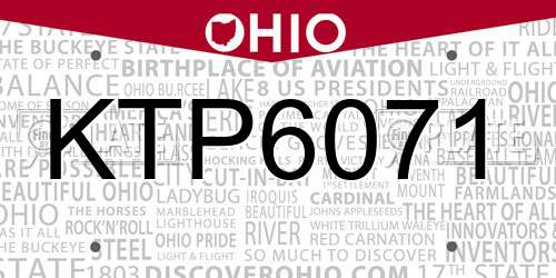 KTP6071 Ohio License Plate