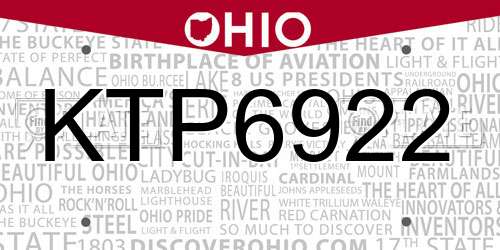 KTP6922 Ohio License Plate