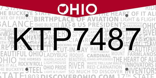 KTP7487 Ohio License Plate