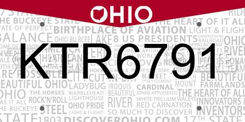 KTR6791 Ohio License Plate