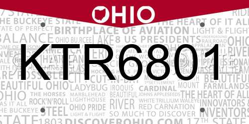 KTR6801 Ohio License Plate