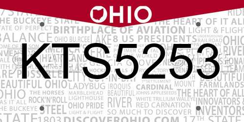 KTS5253 Ohio License Plate