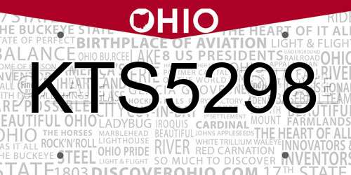 KTS5298 Ohio License Plate