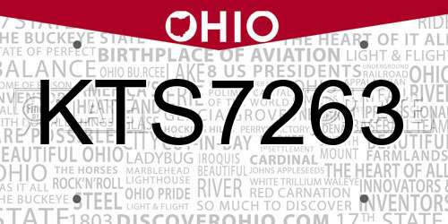 KTS7263 Ohio License Plate