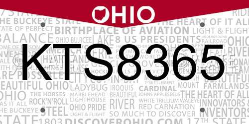 KTS8365 Ohio License Plate