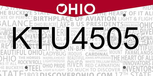 KTU4505 Ohio License Plate