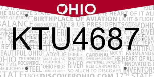 KTU4687 Ohio License Plate