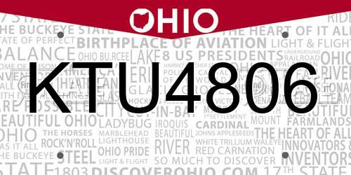 KTU4806 Ohio License Plate