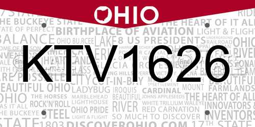 KTV1626 Ohio License Plate