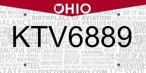 KTV6889 Ohio License Plate