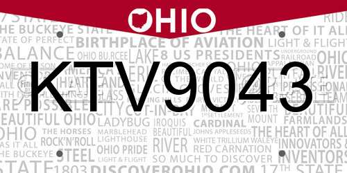 KTV9043 Ohio License Plate