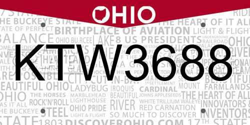 KTW3688 Ohio License Plate