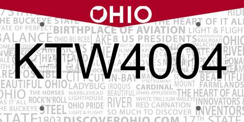 KTW4004 Ohio License Plate