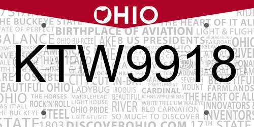KTW9918 Ohio License Plate