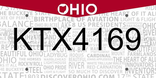 KTX4169 Ohio License Plate