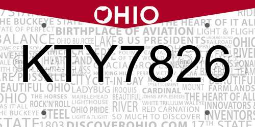 KTY7826 Ohio License Plate