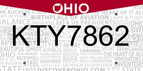 KTY7862 Ohio License Plate