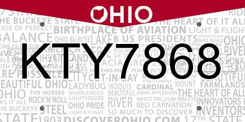 KTY7868 Ohio License Plate