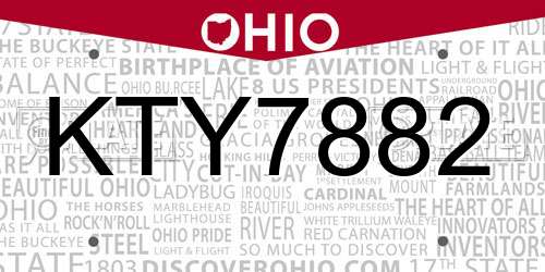 KTY7882 Ohio License Plate