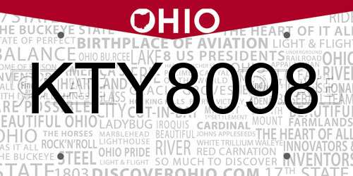 KTY8098 Ohio License Plate