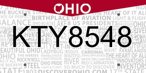 KTY8548 Ohio License Plate