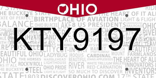 KTY9197 Ohio License Plate