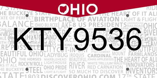 KTY9536 Ohio License Plate