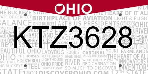 KTZ3628 Ohio License Plate