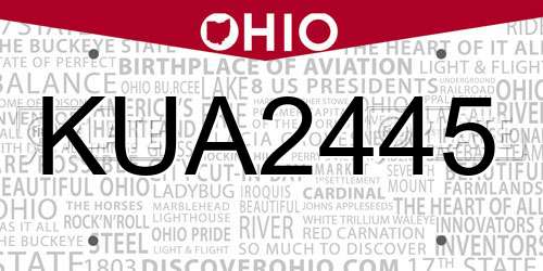 KUA2445 Ohio License Plate