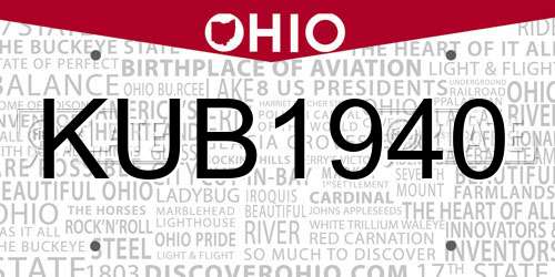 KUB1940 Ohio License Plate