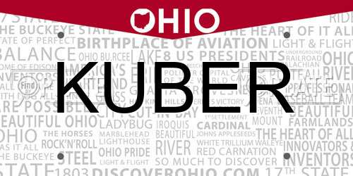 KUBER Ohio License Plate
